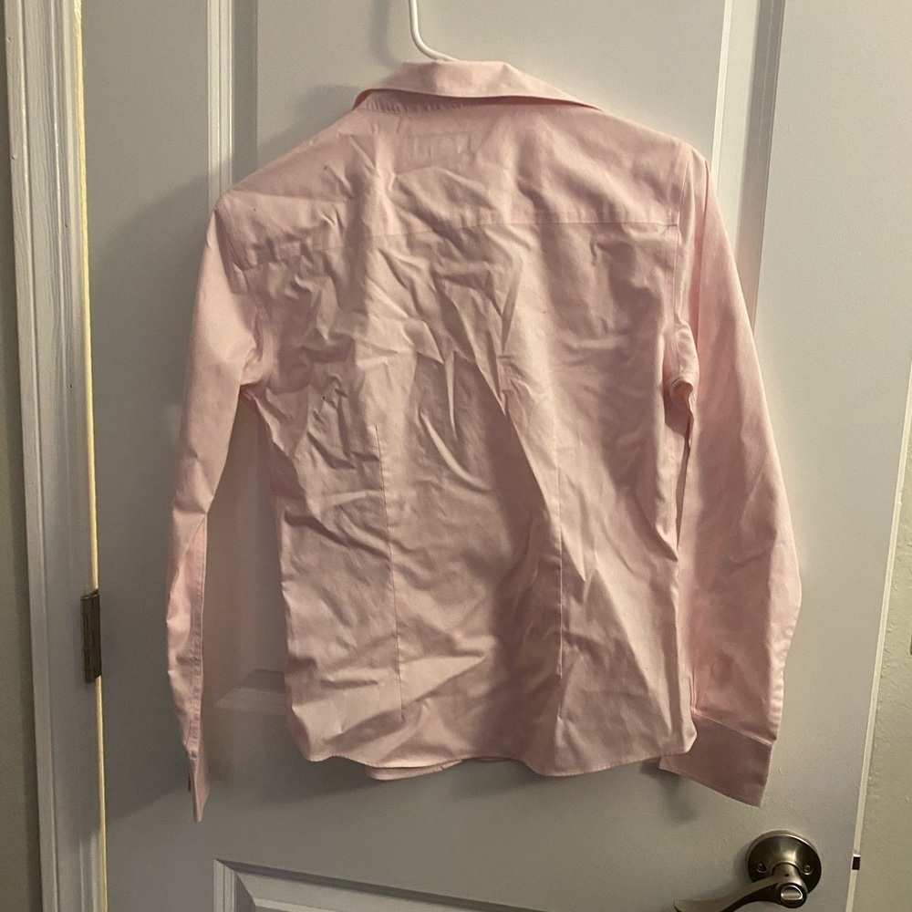 brooks brothers non wrinkle womens long sleeve blouse top pink size 2 cotton - Picture 3 of 3